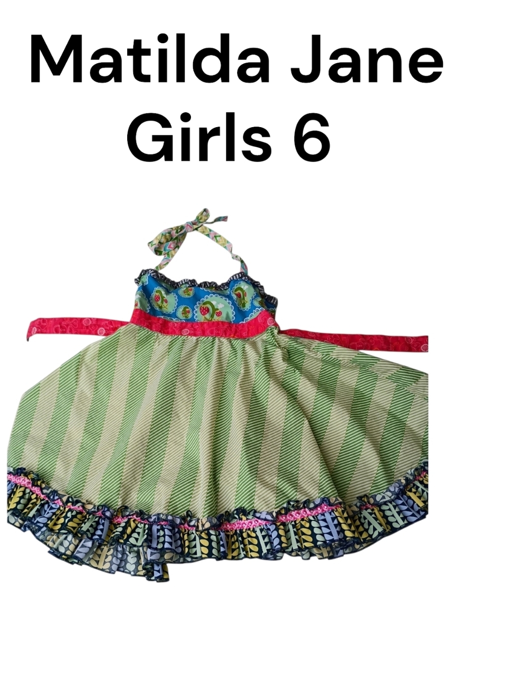 Matilda Jane Limeade Ellie Roundabout Dress Girls Size 6